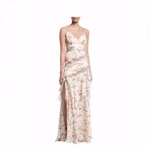 Theia • Floral Ruffle Gown • Size 8 • Champagne